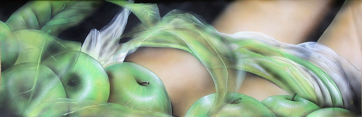 apfel1-aepfel-gruen-green-apples-frauenbilder-erotic-art-akt-frauen-gemaelde-malerei-christine-dumbsky